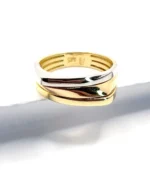 Златен луксозен пръстен с италиански бутиков  дизайн от трицветно златно с плавни линии 