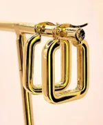 златни обеци правоъгълник с френско закопчаване