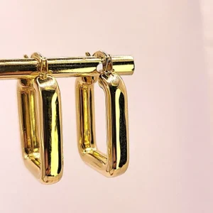 златни обеци правоъгълни