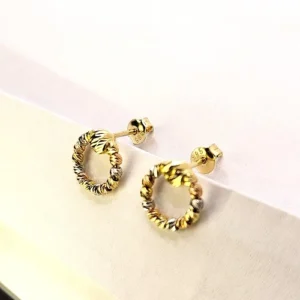 трицветни златни обеци с винт