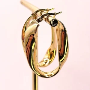 Обеци от злато 585 с овален силует и френска закопчалка