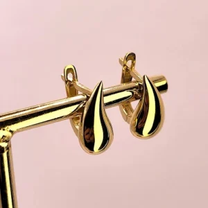 обеци капка злато 585 със сигурно закопчаване