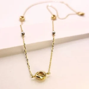 златно колие с централна роза дамско бижу